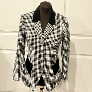 The Avenue Stars Vintage Black White Gingham Equestrian Style Jacket Size Small
